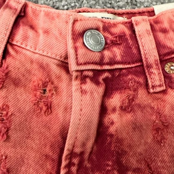 Free People Mixed Emotions Distressed High-Low Denim Shorts - Size 24 - Picture 6 of 15